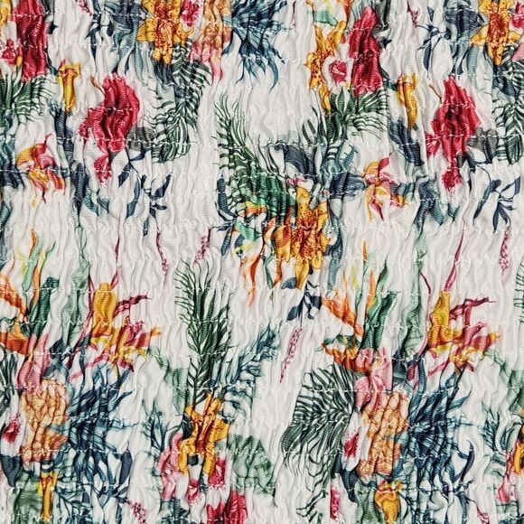 Floral Swimsuit Size 2 Deep V Neck One-Piece Adjustable Straps Stretch White - Picture 3 of 10